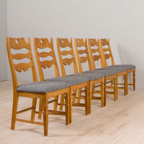 22462 Set of six Danish oak razor chairs, H. Kjærnulf for EG Kvalitetsmøbler 1960s-5 22462 Set of six Danish oak razor chairs, H. Kjærnulf for EG Kvalitetsmøbler 1960s-5
