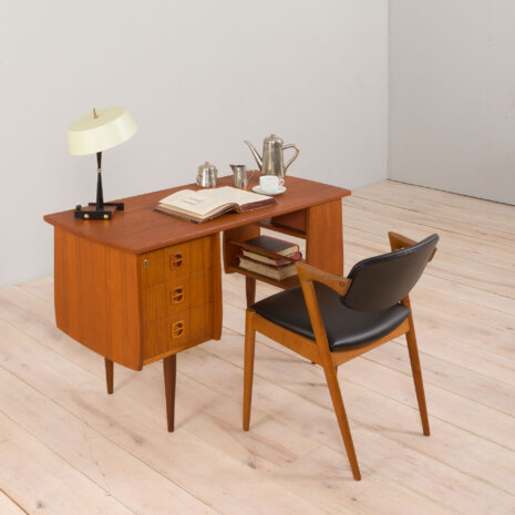 22481 Skandynawskie biurko z drewna tekowego z bocznym schowkiem i 3 szufladami, Norwegia, lata 1960-13 22481 Skandynawskie biurko z drewna tekowego z bocznym schowkiem i 3 szufladami, Norwegia, lata 1960-13
