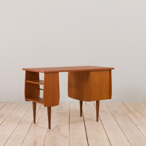 22481 Skandynawskie biurko z drewna tekowego z bocznym schowkiem i 3 szufladami, Norwegia, lata 1960-18 22481 Skandynawskie biurko z drewna tekowego z bocznym schowkiem i 3 szufladami, Norwegia, lata 1960-18