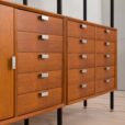 22492 Large Italian freestanding 3 bay wall unit in teak , 1960s-10