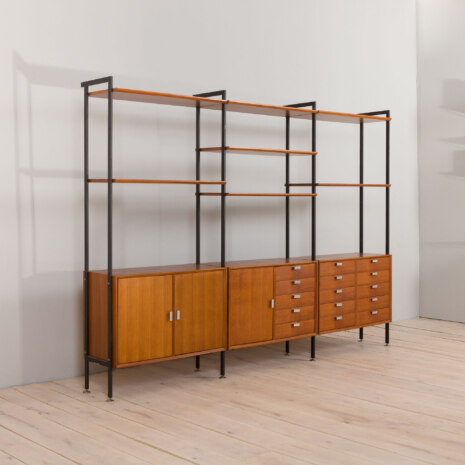 22492 Large Italian freestanding 3 bay wall unit in teak , 1960s-3 22492 Large Italian freestanding 3 bay wall unit in teak , 1960s-3