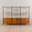 22492 Large Italian freestanding 3 bay wall unit in teak , 1960s-6