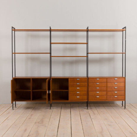 22492 Large Italian freestanding 3 bay wall unit in teak , 1960s-7 22492 Large Italian freestanding 3 bay wall unit in teak , 1960s-7