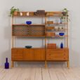 23006 Vintage Scandinavian modular bookcase with shelving in teak w. a glass cabinet and a dresser, Norway, 1960s-1