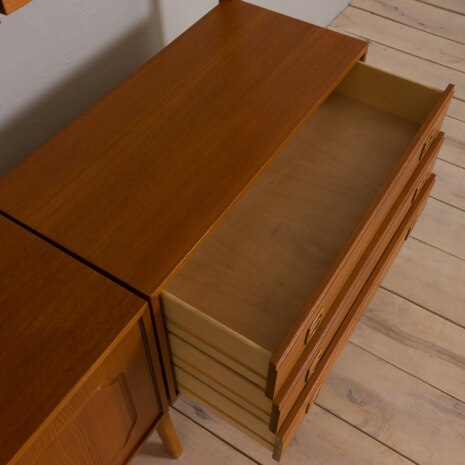 23006 Vintage Scandinavian modular bookcase with shelving in teak w. a glass cabinet and a dresser, Norway, 1960s-12 23006 Vintage Scandinavian modular bookcase with shelving in teak w. a glass cabinet and a dresser, Norway, 1960s-12