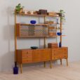 23006 Vintage Scandinavian modular bookcase with shelving in teak w. a glass cabinet and a dresser, Norway, 1960s-2