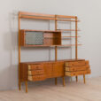 23006 Vintage Scandinavian modular bookcase with shelving in teak w. a glass cabinet and a dresser, Norway, 1960s-5