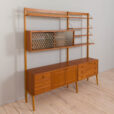 23006 Vintage Scandinavian modular bookcase with shelving in teak w. a glass cabinet and a dresser, Norway, 1960s-7
