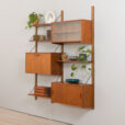 23007 Modular Danish vintage teak bookshelf wall unit in teak with 3 cabinets and 3 shelves,1950-60s-1