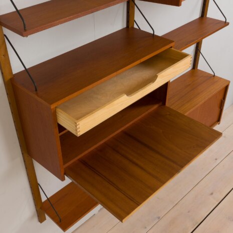 23007 Modular Danish vintage teak bookshelf wall unit in teak with 3 cabinets and 3 shelves,1950-60s-10 23007 Modular Danish vintage teak bookshelf wall unit in teak with 3 cabinets and 3 shelves,1950-60s-10