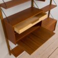 23007 Modular Danish vintage teak bookshelf wall unit in teak with 3 cabinets and 3 shelves,1950-60s-10