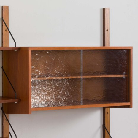 23007 Modular Danish vintage teak bookshelf wall unit in teak with 3 cabinets and 3 shelves,1950-60s-14 23007 Modular Danish vintage teak bookshelf wall unit in teak with 3 cabinets and 3 shelves,1950-60s-14