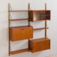 23007 Modular Danish vintage teak bookshelf wall unit in teak with 3 cabinets and 3 shelves,1950-60s-19