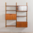 23007 Modular Danish vintage teak bookshelf wall unit in teak with 3 cabinets and 3 shelves,1950-60s-3