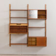 23007 Modular Danish vintage teak bookshelf wall unit in teak with 3 cabinets and 3 shelves,1950-60s-4