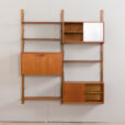 23007 Modular Danish vintage teak bookshelf wall unit in teak with 3 cabinets and 3 shelves,1950-60s-5