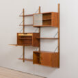 23007 Modular Danish vintage teak bookshelf wall unit in teak with 3 cabinets and 3 shelves,1950-60s-8