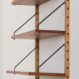 23008 Danish vintage teak entry shelving unit in with a console and 3 shelves, 1960s-11