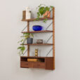 23008 Danish vintage teak entry shelving unit in with a console and 3 shelves, 1960s-2