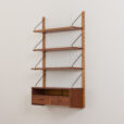 23008 Danish vintage teak entry shelving unit in with a console and 3 shelves, 1960s-3