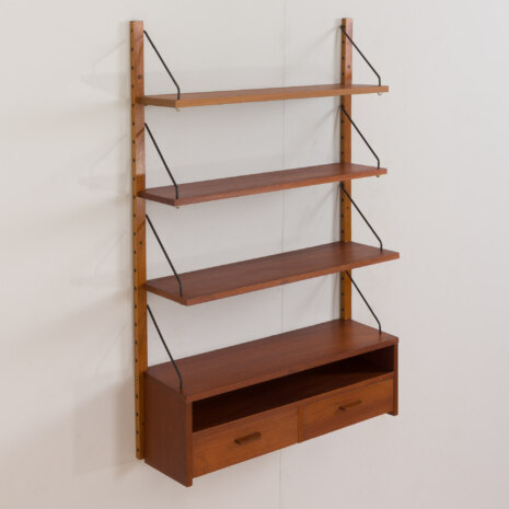 23008 Danish vintage teak entry shelving unit in with a console and 3 shelves, 1960s-6 23008 Danish vintage teak entry shelving unit in with a console and 3 shelves, 1960s-6