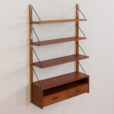 23008 Danish vintage teak entry shelving unit in with a console and 3 shelves, 1960s-6
