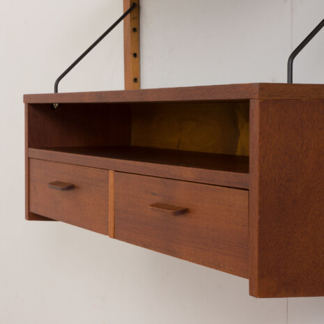 23008 Danish vintage teak entry shelving unit in with a console and 3 shelves, 1960s-9 23008 Danish vintage teak entry shelving unit in with a console and 3 shelves, 1960s-9