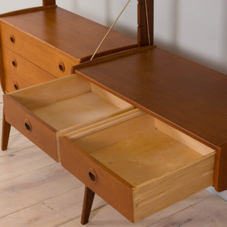 23014 ergo freestanding two bay teak wall unit with desk-11 23014 ergo freestanding two bay teak wall unit with desk-11