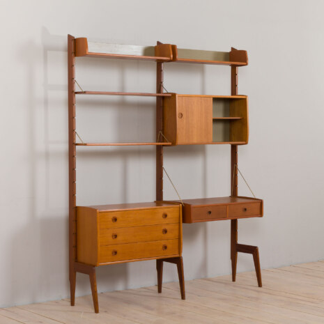 23014 ergo freestanding two bay teak wall unit with desk-5 23014 ergo freestanding two bay teak wall unit with desk-5