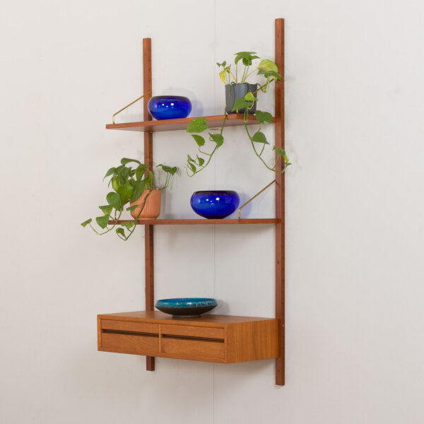 Vintage entry wall unit in teak by Poul Cadovious, Denmark, 1960s
