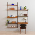 23032 Vintage modular Danish bookcase - wall shelving in teak with a desk and display shelf, K. Kristiansen for FM mobler, 1960s-1