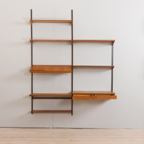 23032 Vintage modular Danish bookcase - wall shelving in teak with a desk and display shelf, K. Kristiansen for FM mobler, 1960s-5 23032 Vintage modular Danish bookcase - wall shelving in teak with a desk and display shelf, K. Kristiansen for FM mobler, 1960s-5