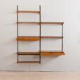 23032 Vintage modular Danish bookcase - wall shelving in teak with a desk and display shelf, K. Kristiansen for FM mobler, 1960s-5