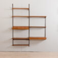 23032 Vintage modular Danish bookcase - wall shelving in teak with a desk and display shelf, K. Kristiansen for FM mobler, 1960s-6
