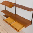 23032 Vintage modular Danish bookcase - wall shelving in teak with a desk and display shelf, K. Kristiansen for FM mobler, 1960s-8
