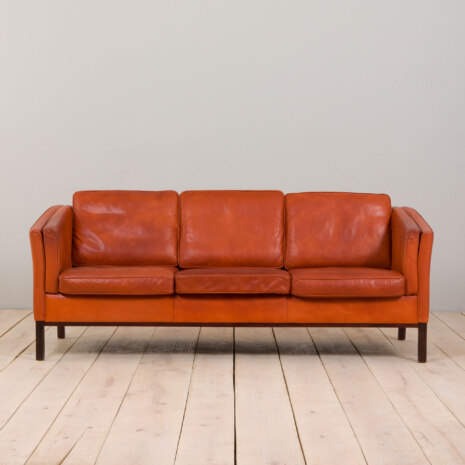 23040 Vintage Brown aniline leather sofa, Denmark, 1960s-2 23040 Vintage Brown aniline leather sofa, Denmark, 1960s-2