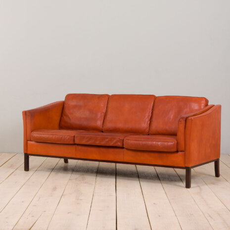 23040 Vintage Brown aniline leather sofa, Denmark, 1960s-3 23040 Vintage Brown aniline leather sofa, Denmark, 1960s-3