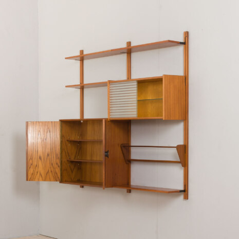22194 Modular vintage bookcase in teak, wall shelving system with 2 cabinets, Sven Andersen Møbelfabrikk, Norway, 1960s-5 22194 Modular vintage bookcase in teak, wall shelving system with 2 cabinets, Sven Andersen Møbelfabrikk, Norway, 1960s-5
