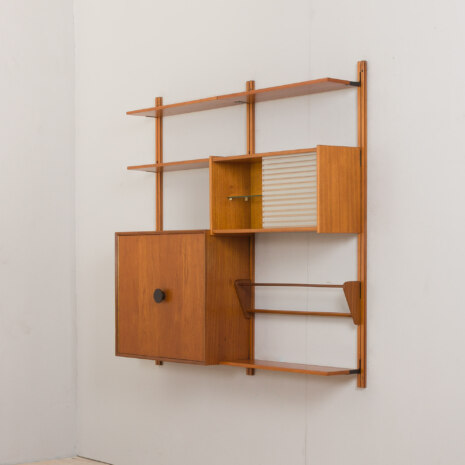 22194 Modular vintage bookcase in teak, wall shelving system with 2 cabinets, Sven Andersen Møbelfabrikk, Norway, 1960s-6 22194 Modular vintage bookcase in teak, wall shelving system with 2 cabinets, Sven Andersen Møbelfabrikk, Norway, 1960s-6