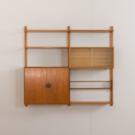 22194 Modular vintage bookcase in teak, wall shelving system with 2 cabinets, Sven Andersen Møbelfabrikk, Norway, 1960s-9 22194 Modular vintage bookcase in teak, wall shelving system with 2 cabinets, Sven Andersen Møbelfabrikk, Norway, 1960s-9