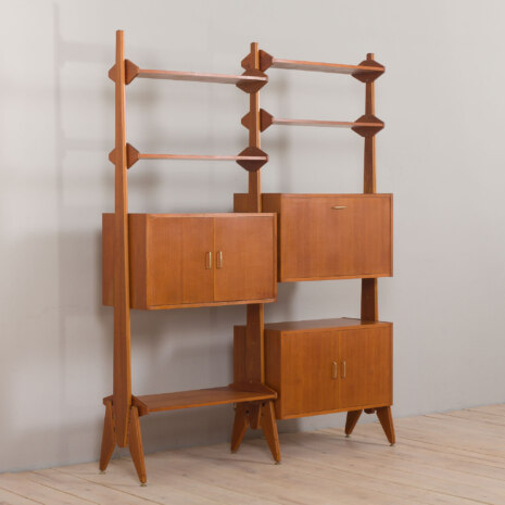 22490 Italian Vintage free standing bookcase, room divider in teak in the style of Vittorio Dassi, 1960s-4 22490 Italian Vintage free standing bookcase, room divider in teak in the style of Vittorio Dassi, 1960s-4
