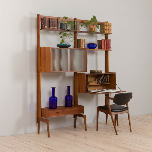Vintage Scandinavian modular free standing  bookcase in teak, Norway, 1960s