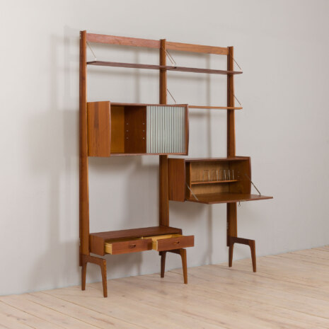 23005 Vintage Scandinavian modular free standing bookcase teak, Norway, 1960s v.2-4 23005 Vintage Scandinavian modular free standing bookcase teak, Norway, 1960s v.2-4
