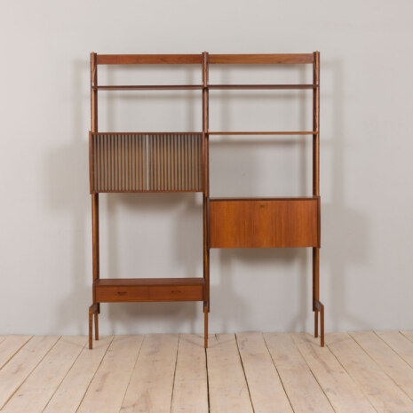 23005 Vintage Scandinavian modular free standing bookcase teak, Norway, 1960s v.2-6 23005 Vintage Scandinavian modular free standing bookcase teak, Norway, 1960s v.2-6