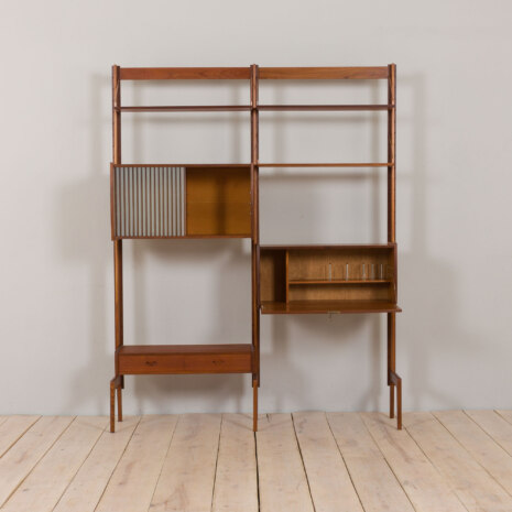 23005 Vintage Scandinavian modular free standing bookcase teak, Norway, 1960s v.2-7 23005 Vintage Scandinavian modular free standing bookcase teak, Norway, 1960s v.2-7