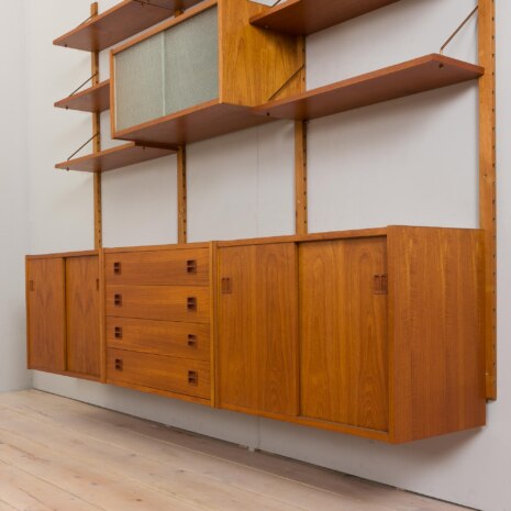 23009 Vintage Danish modular teak bookcase, system of 7 wall shelves _ 4 cabinets 75cm wide each, 1970s-10 23009 Vintage Danish modular teak bookcase, system of 7 wall shelves _ 4 cabinets 75cm wide each, 1970s-10