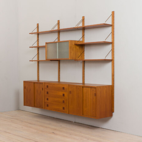 23009 Vintage Danish modular teak bookcase, system of 7 wall shelves _ 4 cabinets 75cm wide each, 1970s-3 23009 Vintage Danish modular teak bookcase, system of 7 wall shelves _ 4 cabinets 75cm wide each, 1970s-3