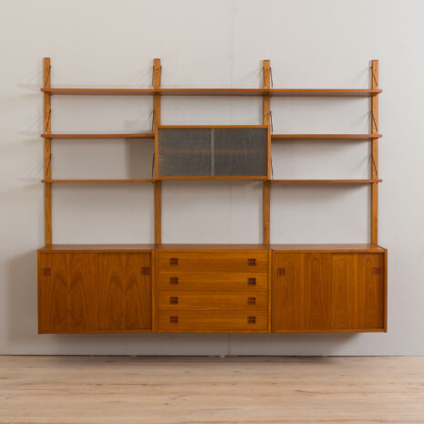 23009 Vintage Danish modular teak bookcase, system of 7 wall shelves _ 4 cabinets 75cm wide each, 1970s-6 23009 Vintage Danish modular teak bookcase, system of 7 wall shelves _ 4 cabinets 75cm wide each, 1970s-6