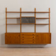 23009 Vintage Danish modular teak bookcase, system of 7 wall shelves _ 4 cabinets 75cm wide each, 1970s-6