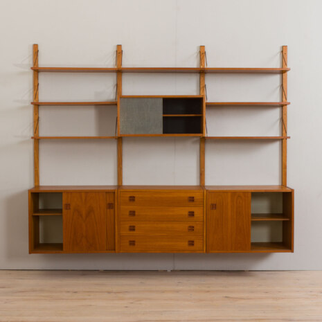 23009 Vintage Danish modular teak bookcase, system of 7 wall shelves _ 4 cabinets 75cm wide each, 1970s-7 23009 Vintage Danish modular teak bookcase, system of 7 wall shelves _ 4 cabinets 75cm wide each, 1970s-7